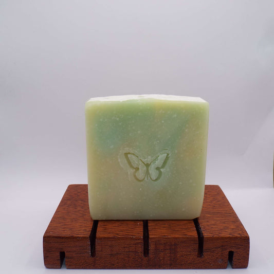 This soap smells amazing and is made with exfoliating clays. It is very gentle on your skin, but effective at removing dirt and oils. The skin is left feeling soft and clean.